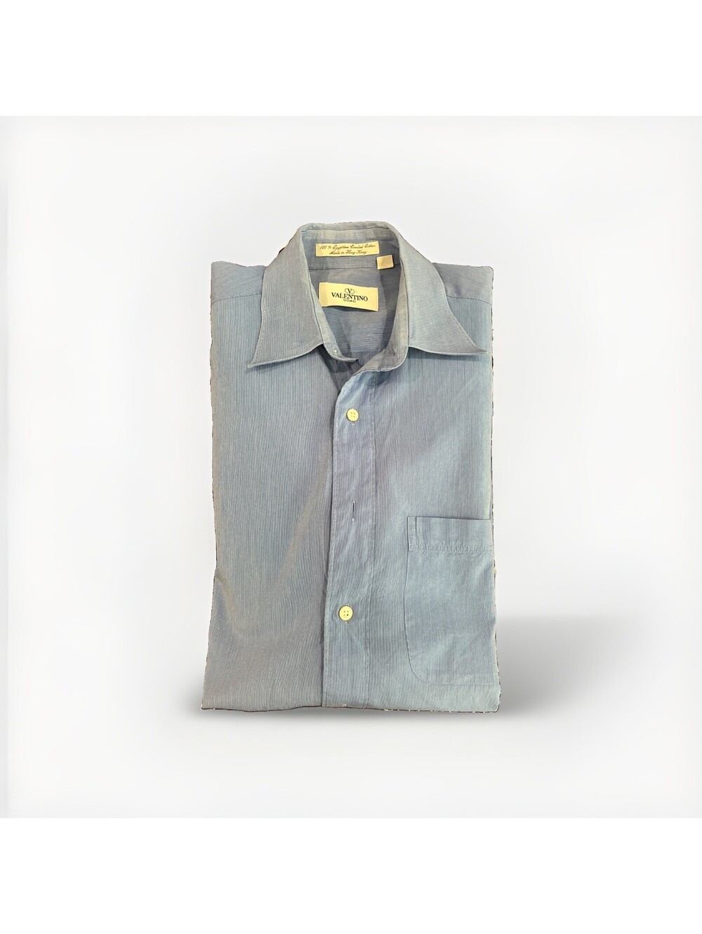 VALENTINO UOMO MENS DRESS SHIRT BLUE 16/34-35 LARGE MADE IN HONG KONG VGC